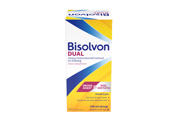 Bij droge hoest en keelirritatie, Bisolvon Dual Siroop