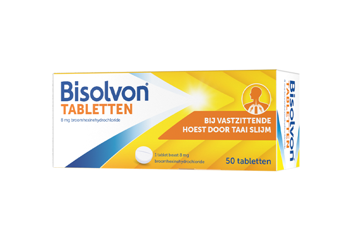 Tabletten te gebruiken bij vastzittende hoest, Bisolvon.